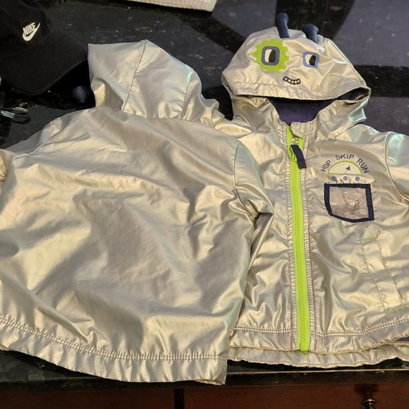 COPY - 2 Cat & Jack Baby Boys Full Zip Alien Windbreaker Jacket Size 18 Months … - Picture 2 of 2